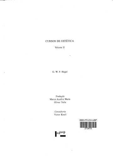 Cursos de estética / volume II, Volume II / G.W.F. Hegel.