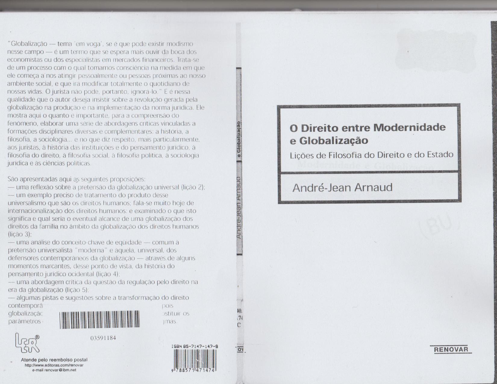 O Direito Entre Modernidade e Globalização : lições de filosofia do Direito e do estado