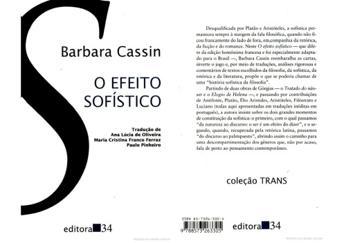 O efeito sofístico : sofística, fillosofia, retórica, literatura