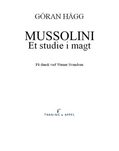 Mussolini : et studie i magt