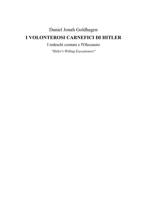 I volonterosi carnefici di Hitler