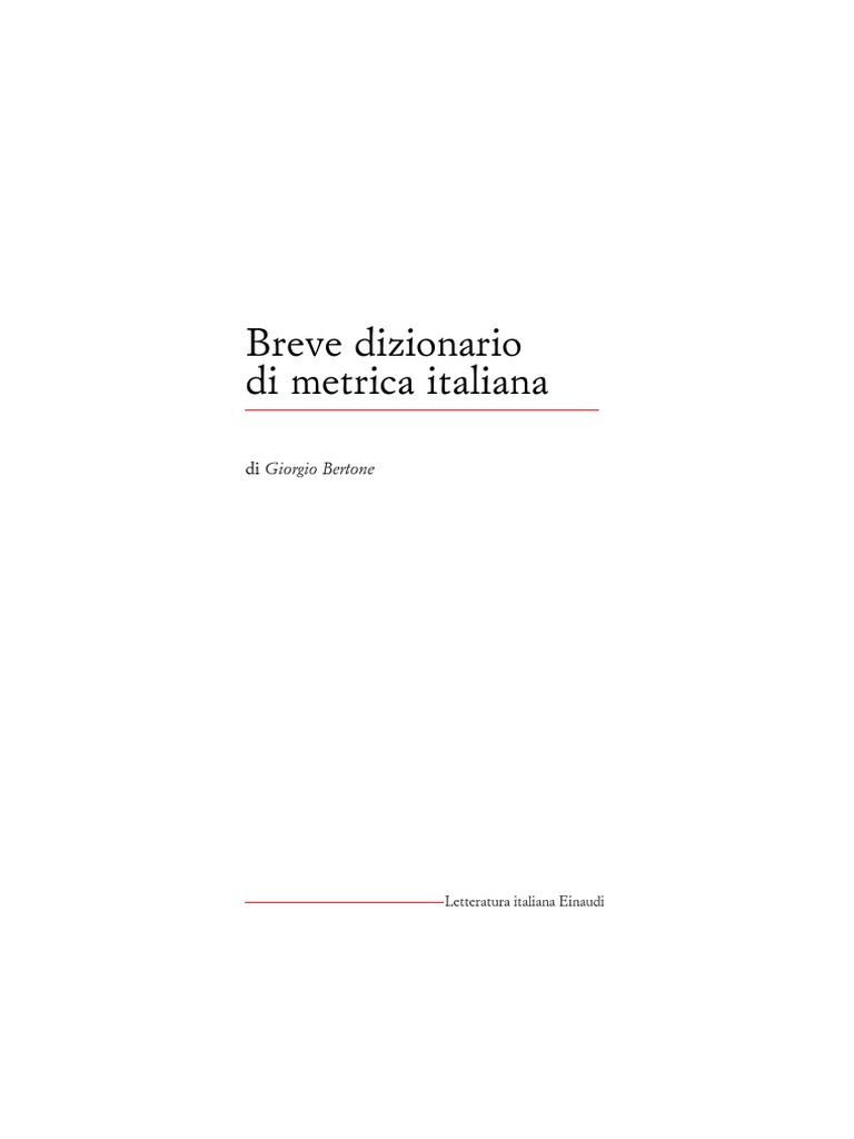 Breve dizionario di metrica italiana