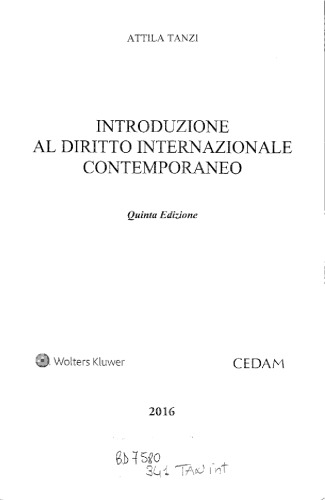 Introduzione al diritto internazionale contemporaneo