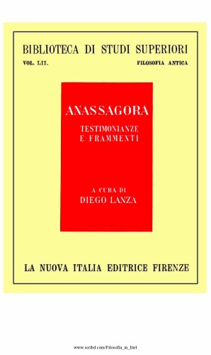 Anassagora. Testimonianze e frammenti