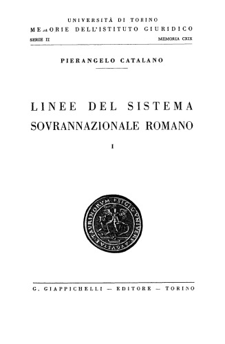 Linee del sistema sovrannazionale romano, I