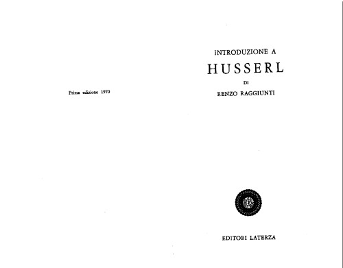 Introduzione a Husserl