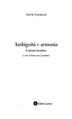 Ambiguità e armonia. Lezioni trentine