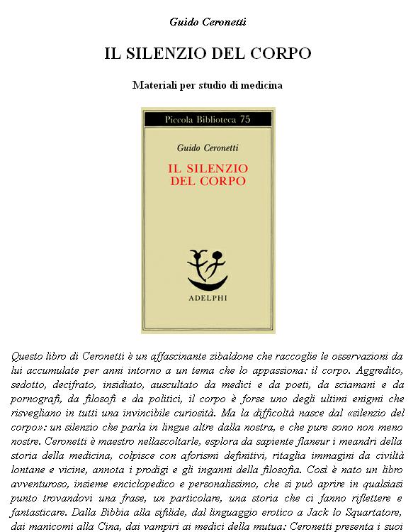 Il silenzio del corpo. Materiali per studio di medicina