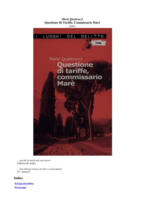 Questione di tariffe, commissario Marè