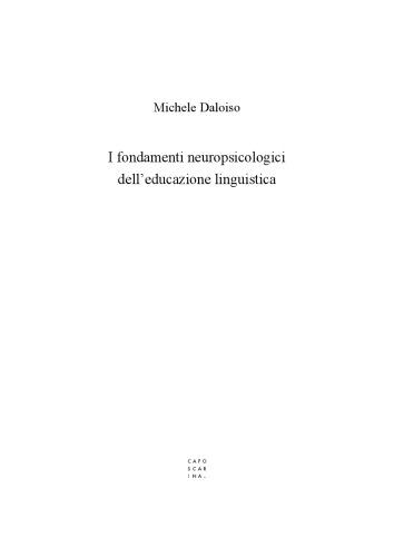 I fondamenti neuropsicologici dell'educazione linguistica