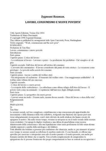 Lavoro, consumismo e nuove povertà