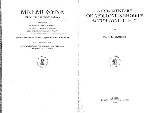 A Commentary on Apollonius Rhodius Argonautica III, 1-471