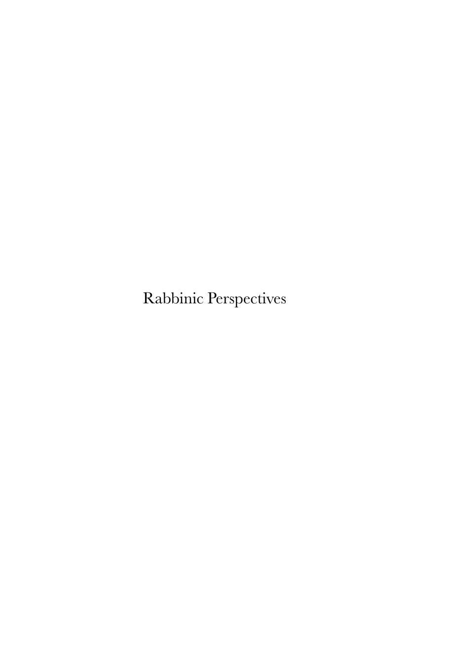 Rabbinic Perspectives