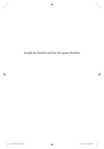 Joseph de Maistre and His European Readers