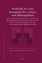 Hofkritik Im Licht Humanistischer Lebens- Und Bildungsideale