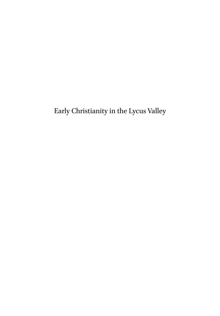 Early Christianity in the Lycus Valley