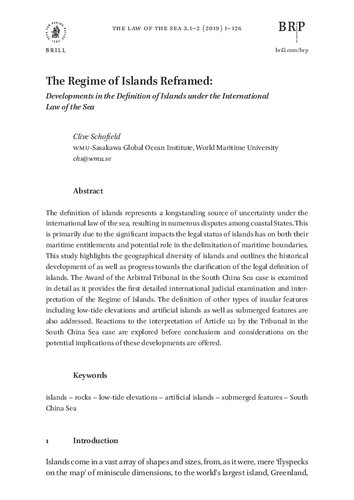 The regime of islands reframed developments in the definition of islands under the international law of the sea