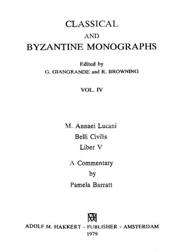 M. Annaei Lucani Belli civilis liber 5. : a commentary