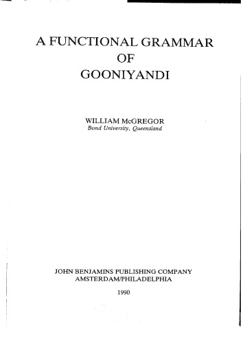 A Functional Grammar Of Gooniyandi