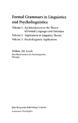 Formal Grammars in Linguistics and Psycholinguistics