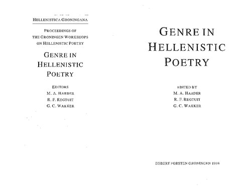 Genre in Hellenistic Poetry