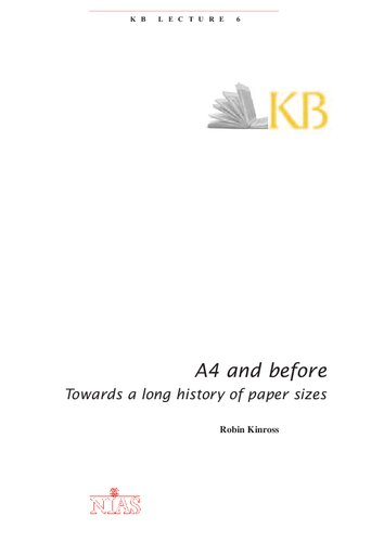 A4 and before : towards a long history of paper sizes