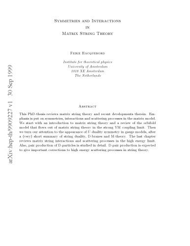 Symmetries and interactions in matrix string theory