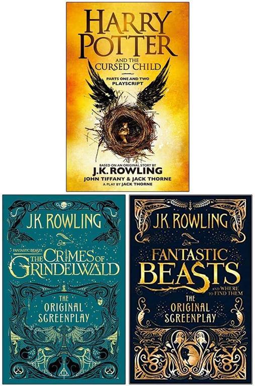 Harry Potter and the Cursed Child Parts One and Two, The Crimes of Grindelwald, Fantastic Beasts and Where to Find Them by J.K. Rowling 3 Books Collection Set