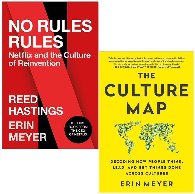 No Rules Rules Netflix and the Culture of Reinvention By Reed Hastings &amp; Culture Map By Erin Meyer 2 Books Collection Set