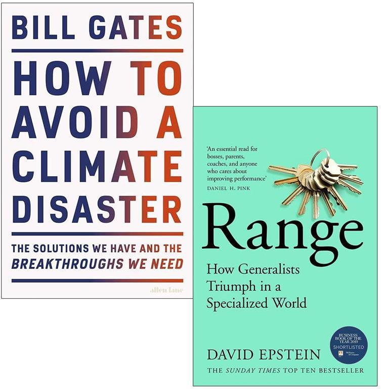 How to Avoid a Climate Disaster By Bill Gates &amp; Range How Generalists Triumph in a Specialized World By David Epstein 2 Books Collection Set