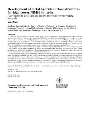 Development of metal hydride surface structures for high power NiMH batteries  Also extended cycle-life and lead to more effective recycling methods