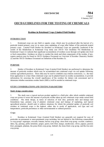 Residues in rotational crops (limited field studies)