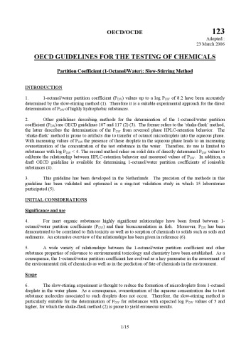 OECD Guidelines for the Testing of Chemicals - Section 1.