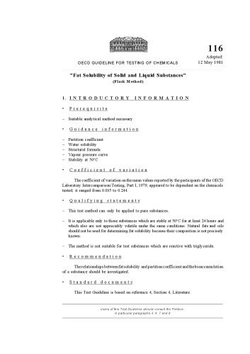 Test no. 116 : fat solubility of solid and liquid substances (flask method)