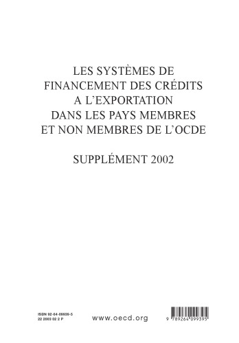 Les systèmes de financement des crédits à l'exportation dans les pays membres et non membres de l'OCDE : Supplément 2002