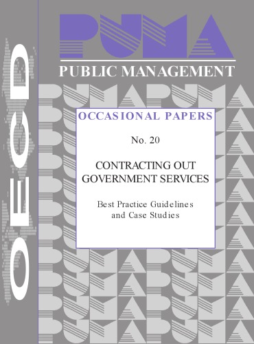 Public Management Occasional Papers Contracting Out Government Services