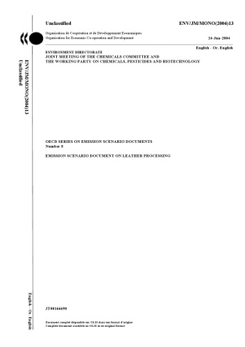 Emission scenario document on leather processing industry.