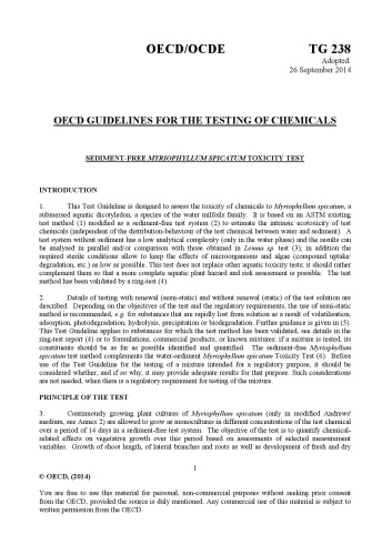 Test number 238 : sediment-free myriophyllum spicatum toxicity test.