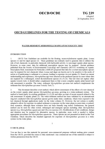 Test number 239 : water-sediment myriophyllum spicatum toxicity test.