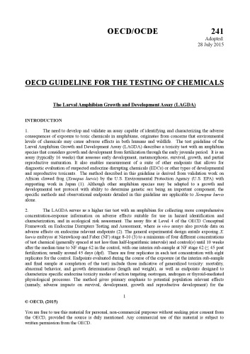 Test No. 241: The Larval Amphibian Growth and Development Assay (LAGDA)