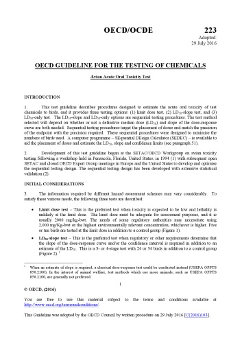 Test No. 223: Avian Acute Oral Toxicity Test