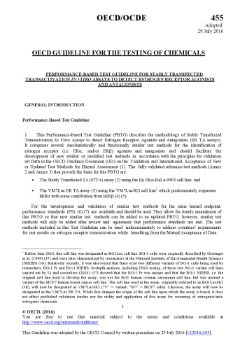 Performance-based test guideline for stably transfected transactivation in vitro assays to detect estrogen receptor agonists and antagonists. 455