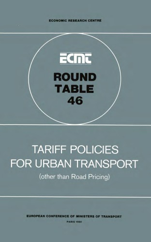 Tariff Policies for Urban Transport