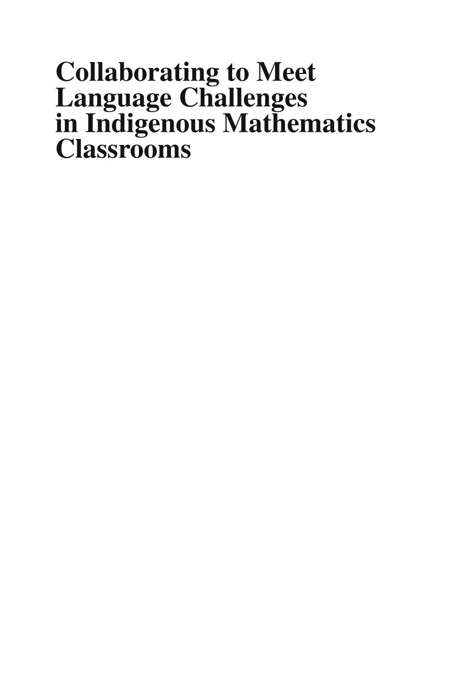 Collaborating to Meet Language Challenges in Indigenous Mathematics Classrooms