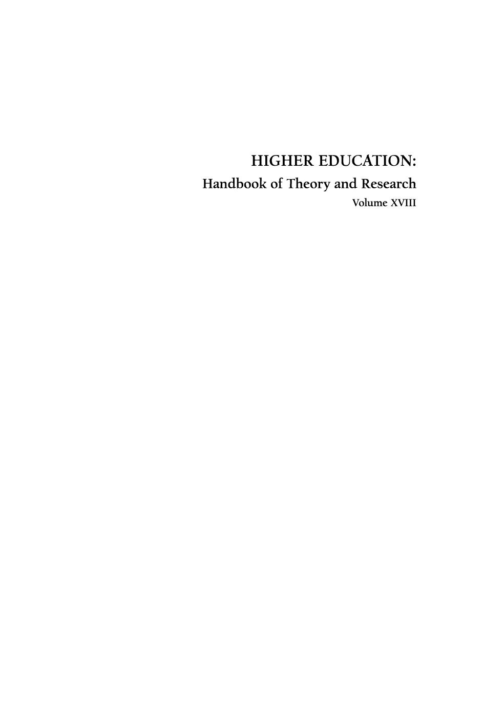 Higher Education : Handbook of Theory and Research