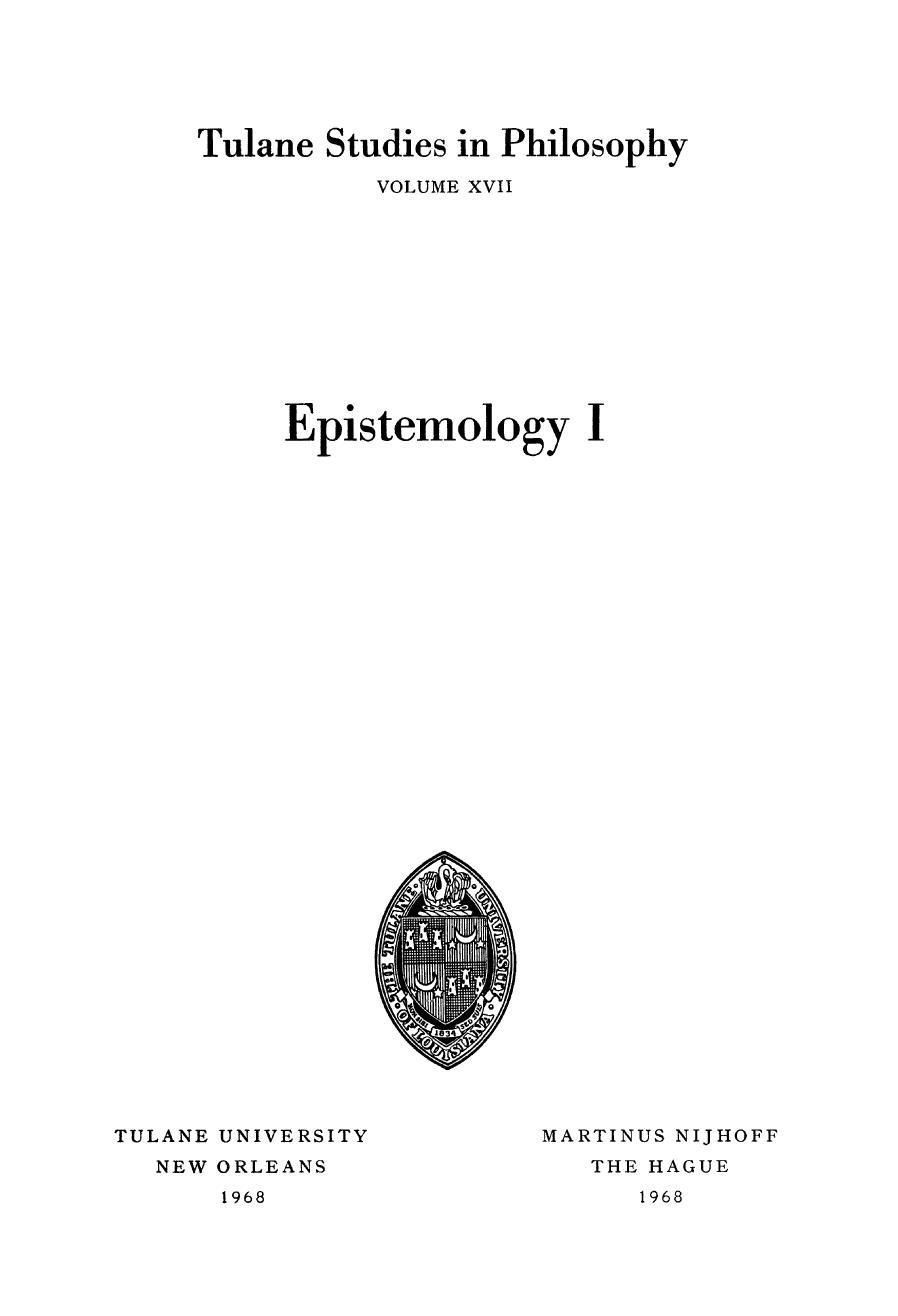 Epistemology I