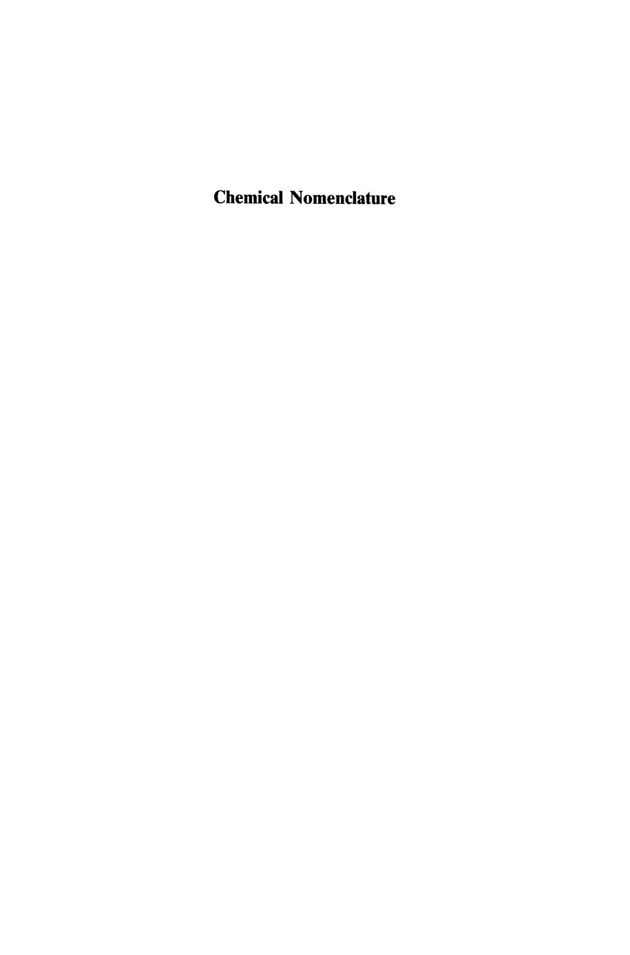 Chemical Nomenclature