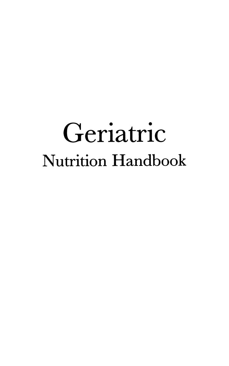 Geriatric Nutrition Handbook