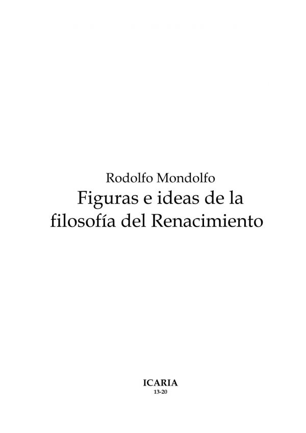 Figuras E Ideas De La Filosofia Del Renacimiento (Spanish Edition)