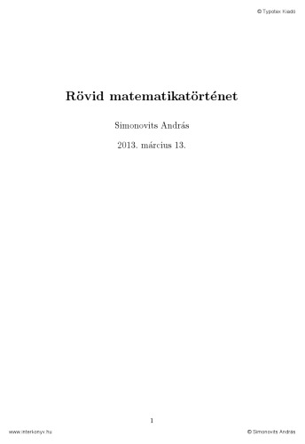 Rövid matematikatörténet